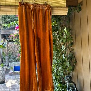 Gold Yellow Velvet Sweat Pants